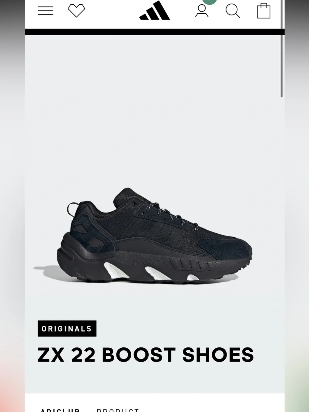 adidas Black & White ZX 22 Boost Sneakers